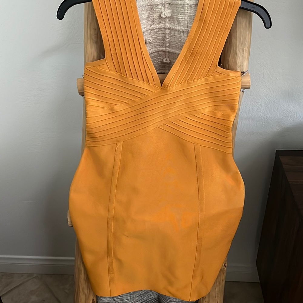 Boohoo Mustard Bandage Matery Mini Dress